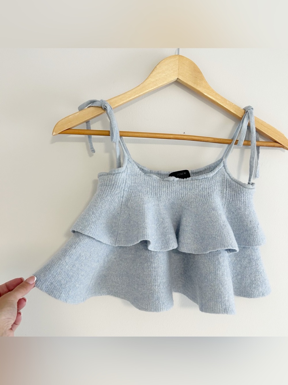 J. CREW 100% Merino wool tiered cami sweater tank blue